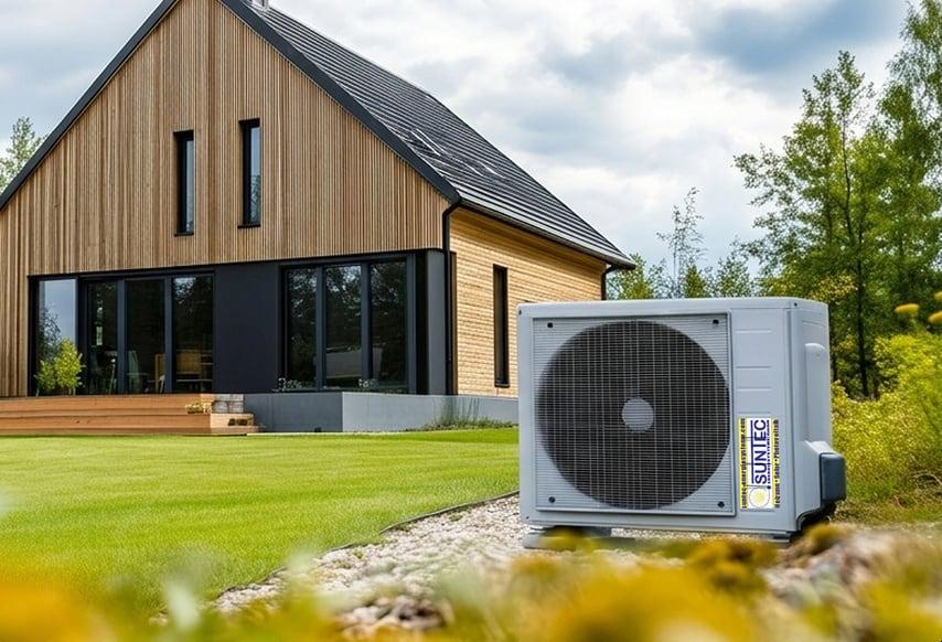 Wärmepumpe vor Haus