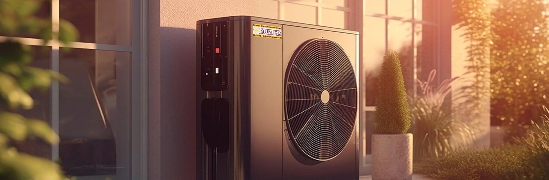 Wärmepumpe vor Haus